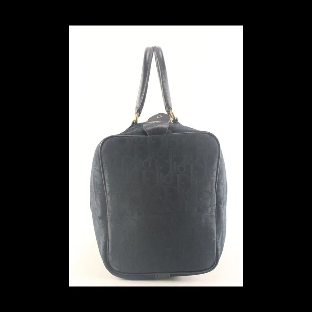 Dior Navy Embossed Nubuck Boston Bag 1D713K